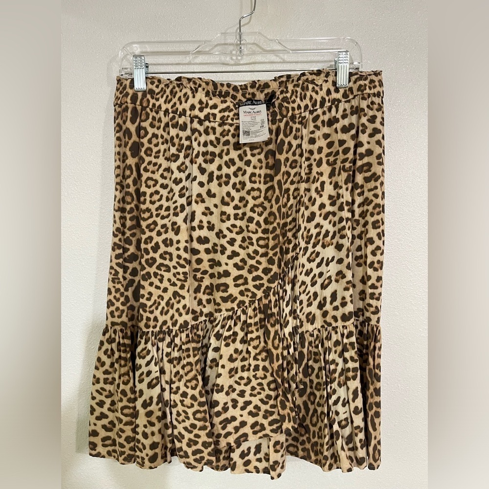 Mark Aurel elastic waste animal print ruffles skirt size 40